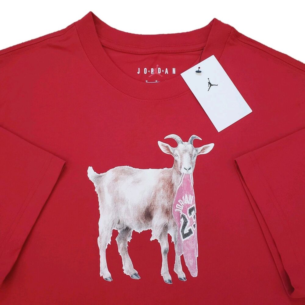 NWT Jordan Chicago GOAT Size Medium Mens Red T-Shirt Bulls Jumpman Jersey NBA
